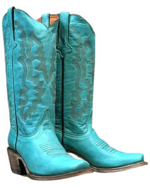Tanner Mark Women's Addy Western Boots - Square Toe , Turquoise, hi-res
