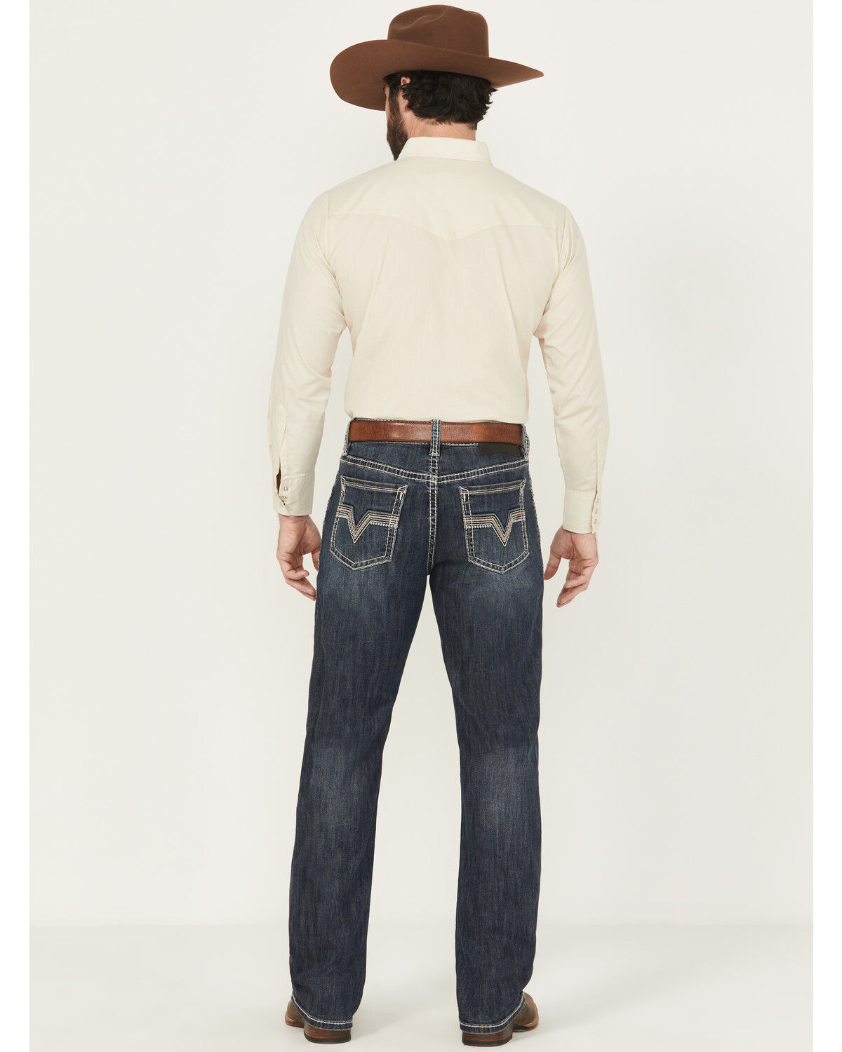 Image #3 - Rock & Roll Denim Men's Dark Wash Tapered Bootcut Stretch Denim Jeans, Dark Wash, hi-res