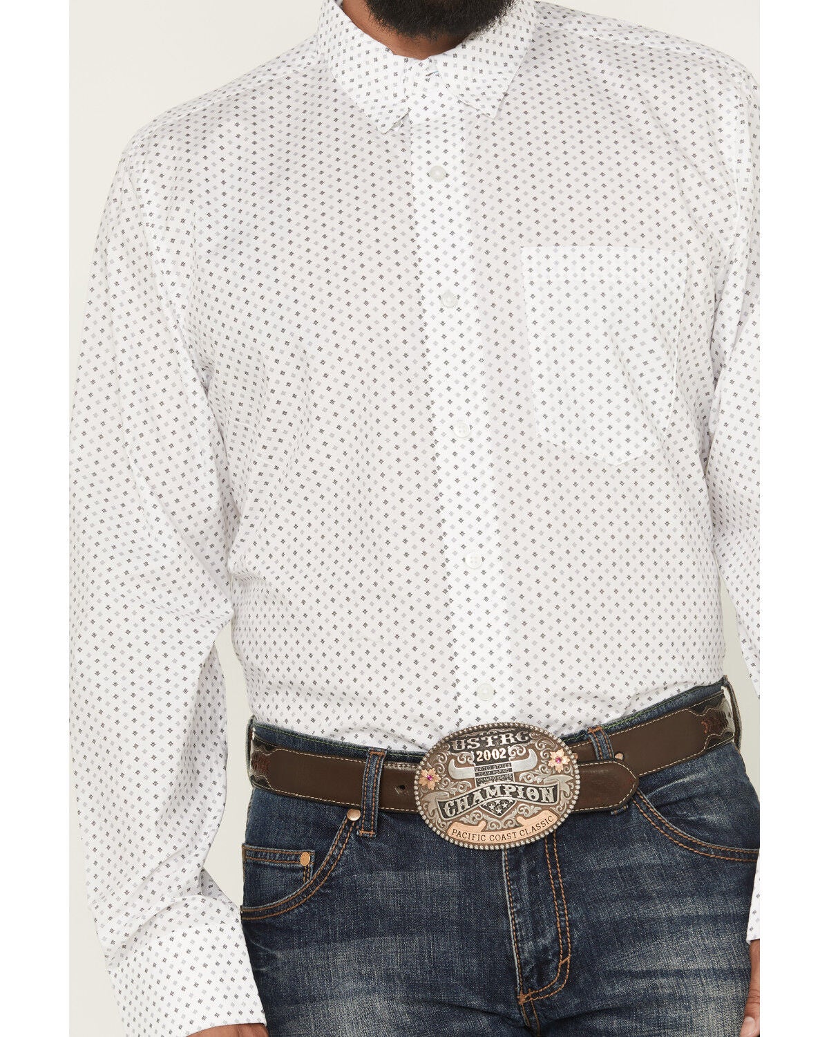 Image #3 - Wrangler X Cody Johnson Men's Medallion Print Long Sleeve Button-Down Western Shirt, White, hi-res