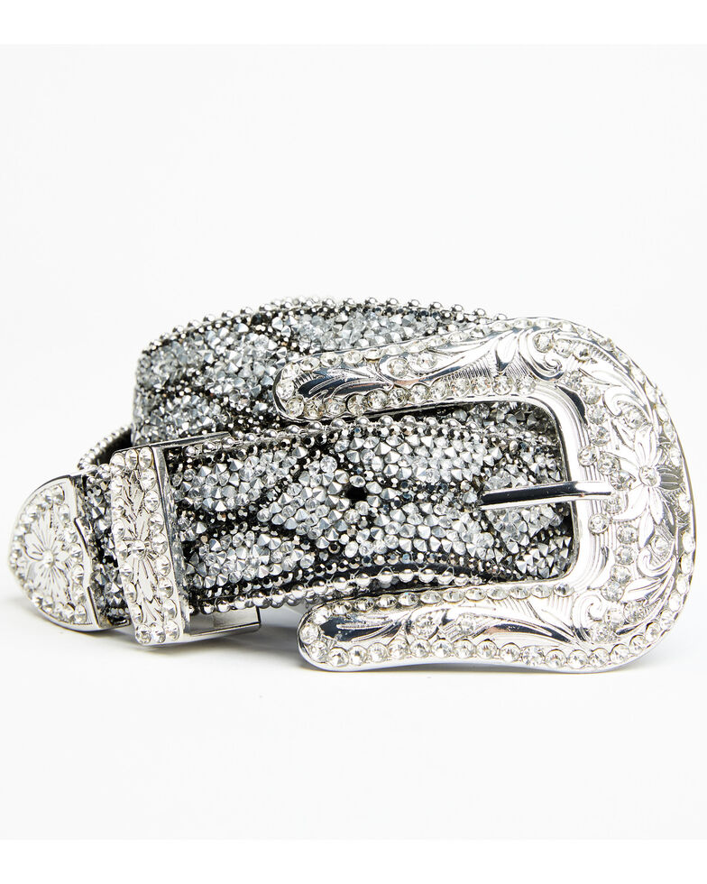 Shyanne Women's Diamond Glam Rhinestone Belt, Silver, hi-res
