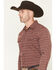 Image #2 - Gibson Trading Co Men's Buckshot Striped Print Long Sleeve Snap Stretch Western Shirt - Big, Burgundy, hi-res