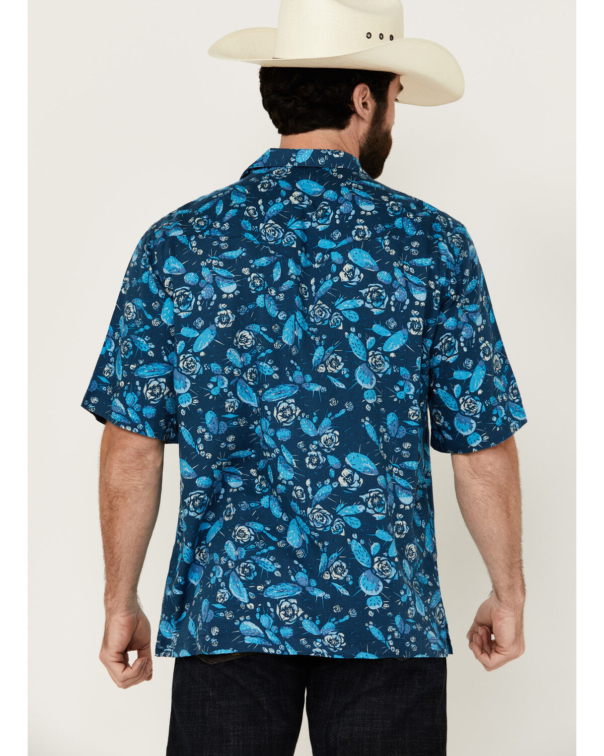 Image #4 - Wrangler Men's Conversation Print Short Sleeve Snap Western Shirt, Blue, hi-res