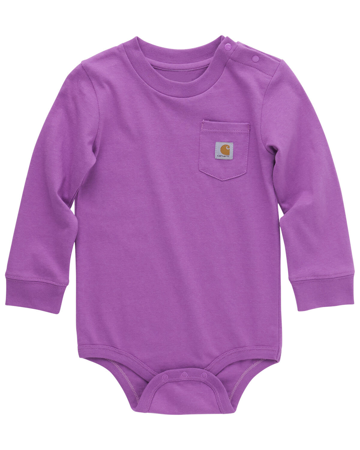 Image #1 - Carhartt Infant Boys' Logo Pocket Long Sleeve Onesie, Purple, hi-res