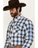 Image #2 - Wrangler Men's Logo Plaid Print Long Sleeve Button-Down Western Shirt, Blue, hi-res