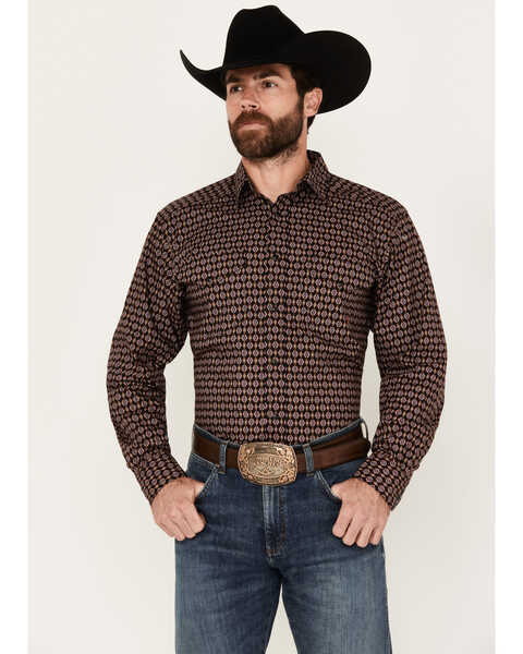 Image #1 - Ariat Men's Eren Southwestern Print Long Sleeve Snap Western Shirt, Black, hi-res