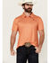 Image #1 - Rock & Roll Denim Men's Geo Print Short Sleeve Stretch Polo Shirt, Orange, hi-res