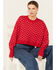 Image #1 - Free People Women's Easy Street Solid Cropped Sweater, Red, hi-res