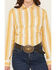 Image #3 - Ariat Women's Kirby Striped Print Long Sleeve Button-Down Stretch Western Shirt, Yellow, hi-res