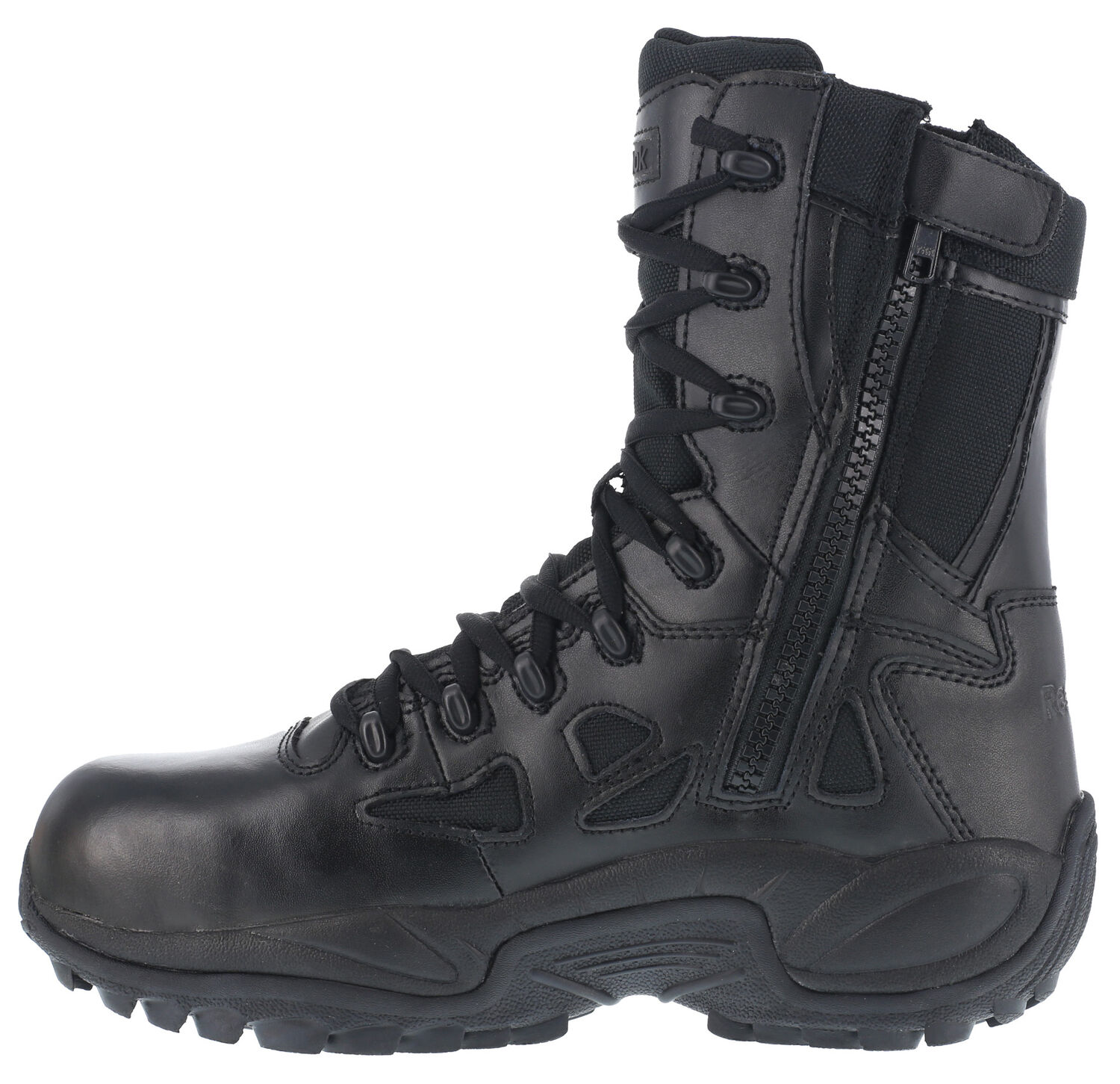 Image #4 - Reebok Men's Stealth 8" Lace-Up Black Side-Zip Work Boots - Soft Toe, Black, hi-res