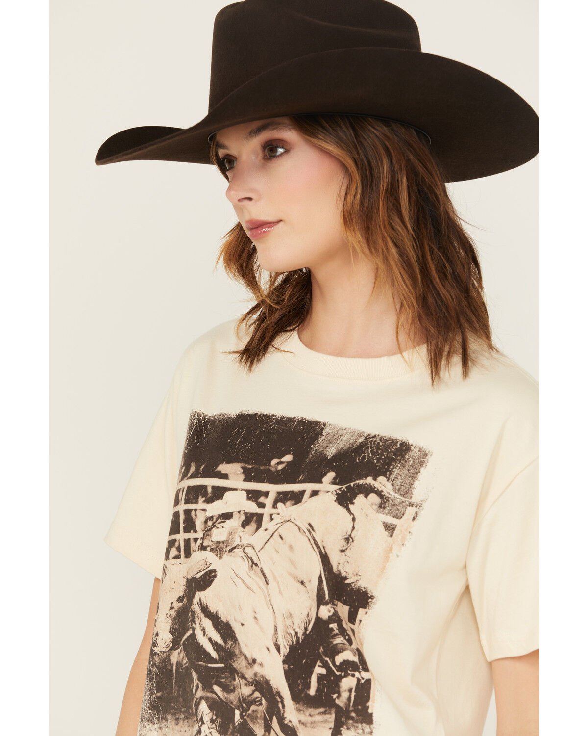Image #2 - Shyanne Women's Give 'Em Hell Short Sleeve Boyfriend Graphic Tee, Natural, hi-res
