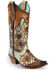 Image #1 - Corral Women's Flowers Overlay & Studs Western Boots - Snip Toe, , hi-res