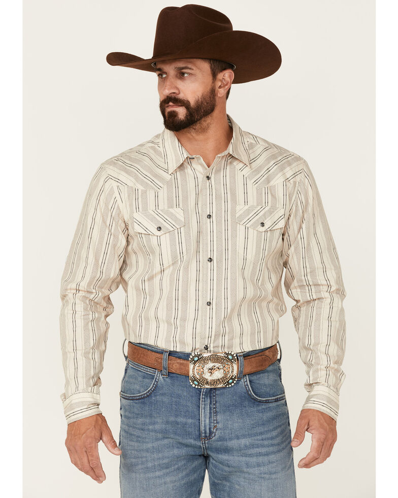 Gibson Men's Blackburn Stripe Long Sleeve Snap Western Shirt, Cream, hi-res