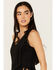 Image #2 - Idyllwind Women's Monticello Fringe Faux Suede Studded Tank, Black, hi-res