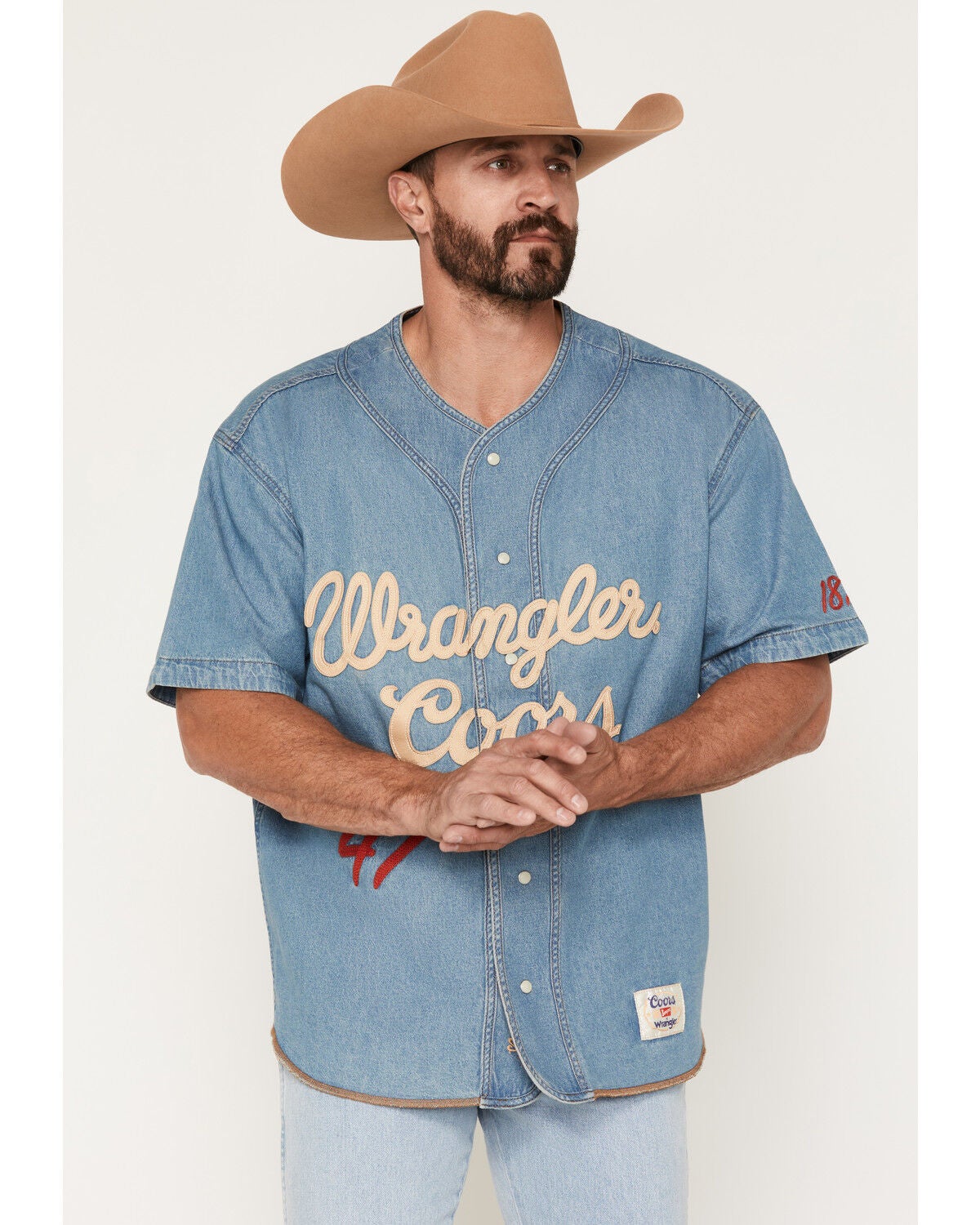 Image #1 - Wrangler X Coors Banquet Men's Baseball Jersey, Blue, hi-res