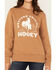 Image #3 - Hooey Women's Boot Barn Exclusive Bronco Graphic Crewneck Sweatshirt, Tan, hi-res