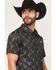 Image #2 - Rock & Roll Denim Men's Longhorn Print Short Sleeve Button-Down Stretch Polo, Black, hi-res