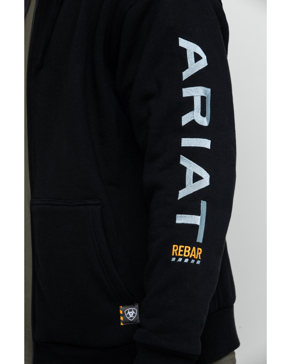 Image #4 - Ariat Men's Rebar All-Weather Full Zip Work Hoodie, Black, hi-res
