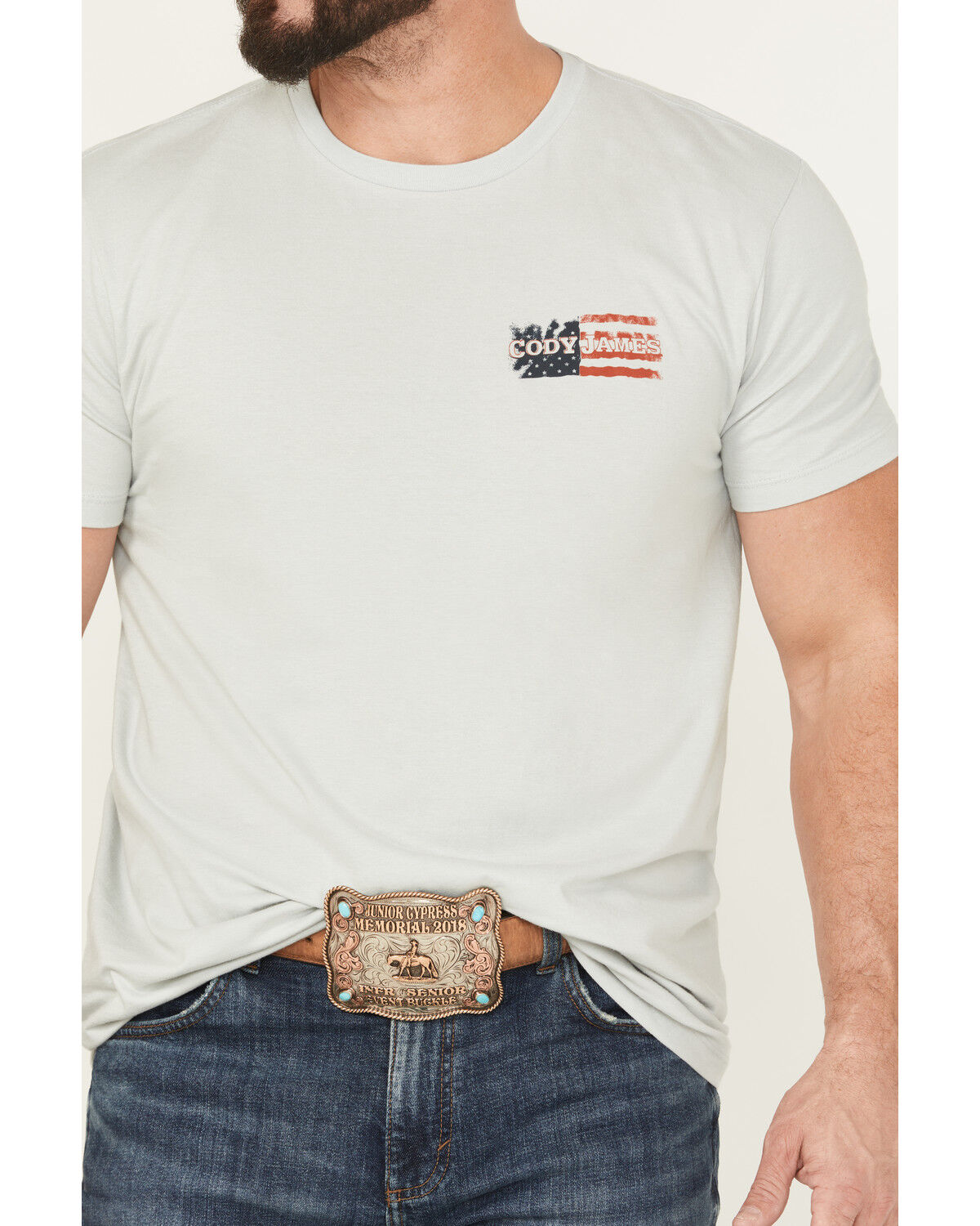Image #4 - Cody James Men's Rugged Flag Short Sleeve Graphic T-Shirt, Silver, hi-res