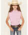 Image #1 - Cowgirl Hardware Girls' Solid Sleeveless Snap Western Shirt, Pink, hi-res