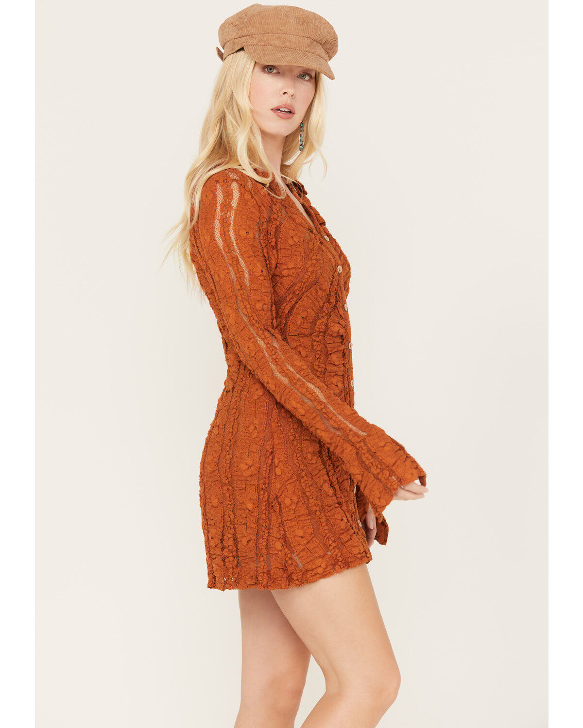 Image #2 - Free People Women's Shayla Lace Mini Dress, Orange, hi-res