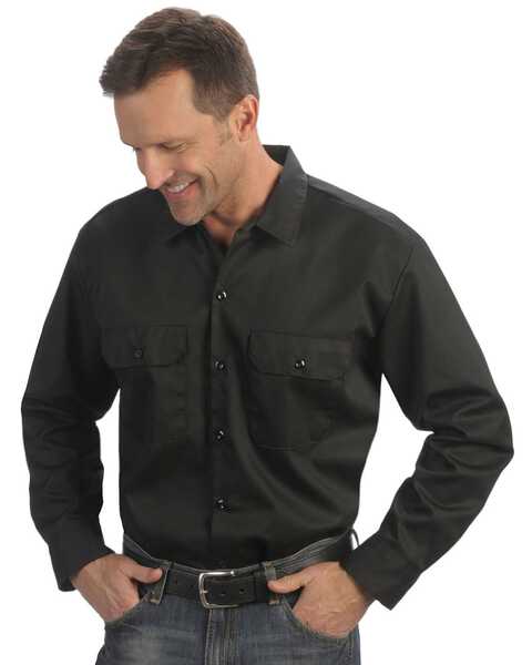 Image #1 - Dickies Twill Work Shirt - Big & Tall, Black, hi-res