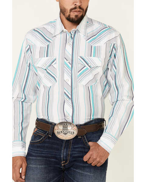Wrangler 20X Men's Stripe Long Sleeve Snap Western Shirt , White, hi-res