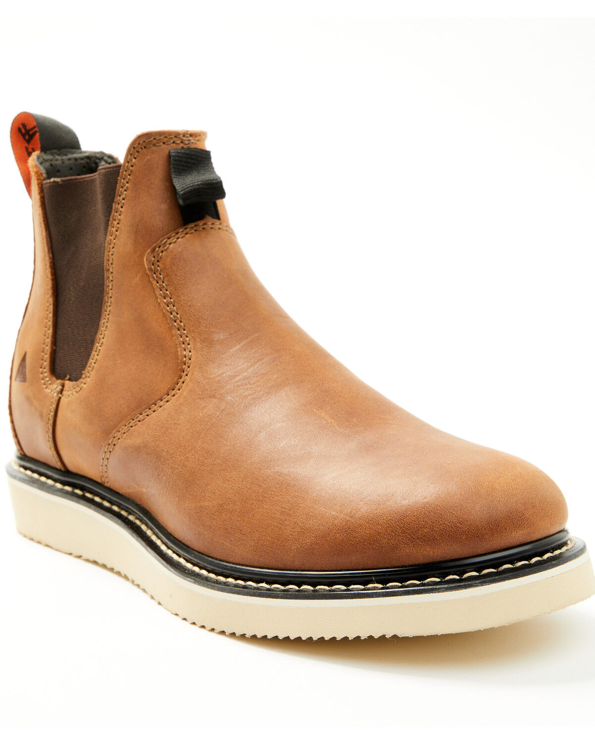 Image #1 - Hawx Men's Crazy Horse Wedge Chelsea Work Boots - Soft Toe, Brown, hi-res