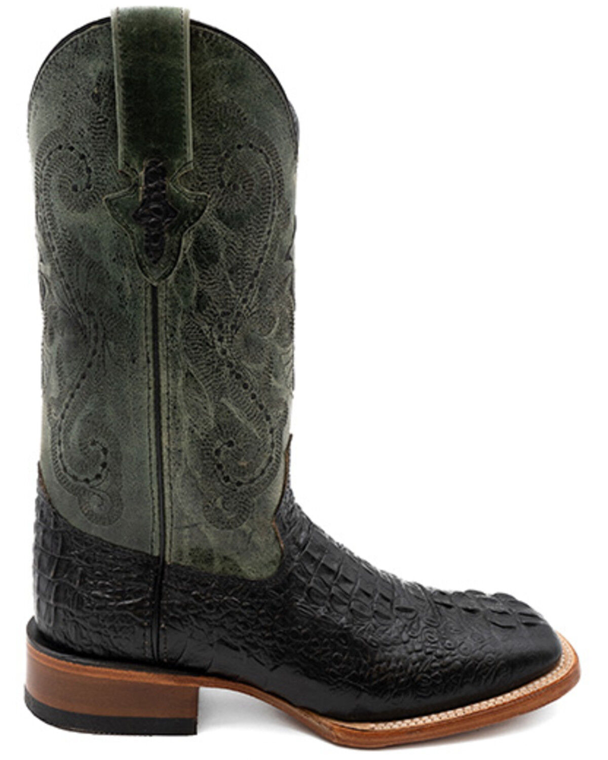 Image #2 - Ferrini Men's Caiman Croc Print Western Boots - Broad Square Toe, Black, hi-res