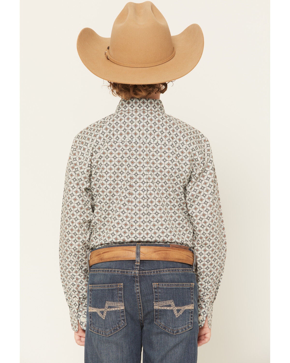 Image #4 - Cinch Boys' Geo Print Long Sleeve Button-Down Western Shirt, Cream, hi-res