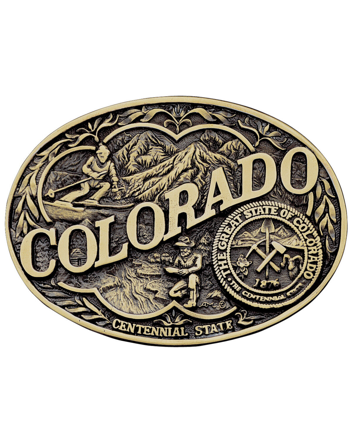 Image #1 - Montana Silversmiths Men's Colorado State Heritage Attitude Belt Buckle, Gold, hi-res