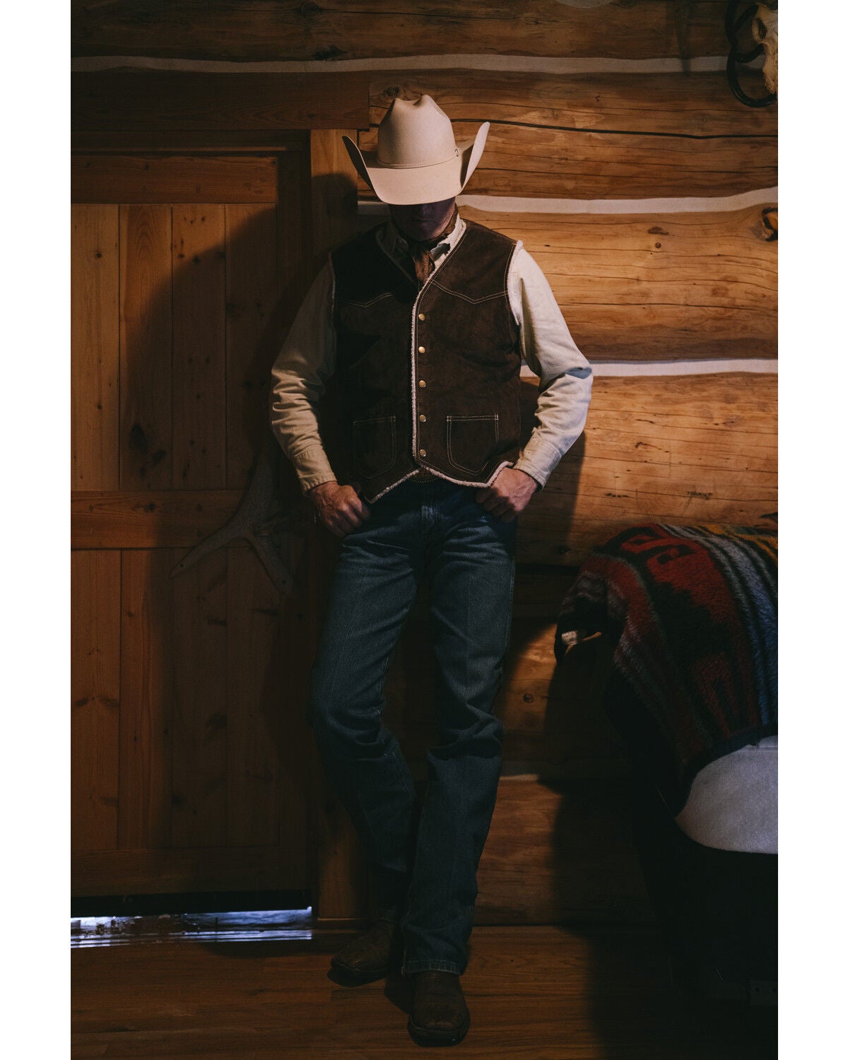 Image #1 - Scully Boar Suede Leather Vest, Brown, hi-res