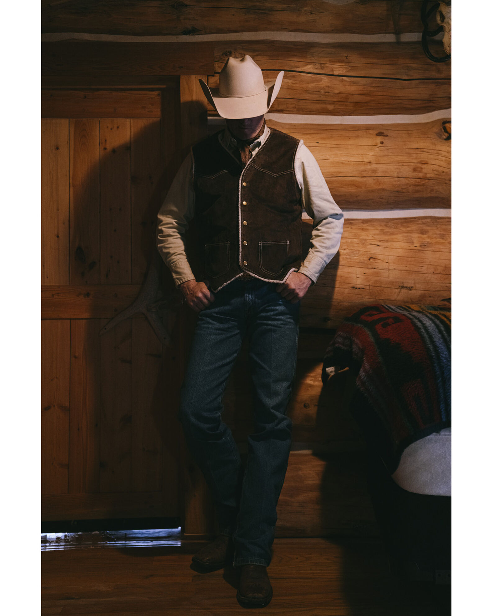 Image #1 - Scully Boar Suede Leather Vest, Brown, hi-res