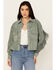 Image #1 - BLANKNYC Women's Faux Suede Fringe Jacket, Green, hi-res