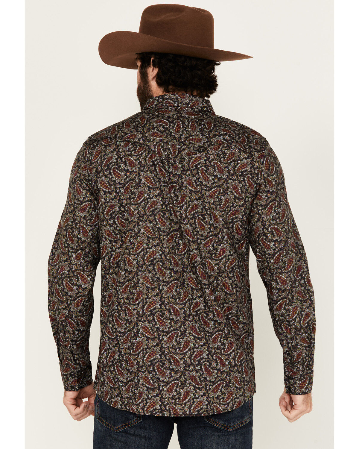 Image #4 - Moonshine Spirit Men's Pitch Floral Paisley Print Long Sleeve Snap Western Shirt, Black, hi-res