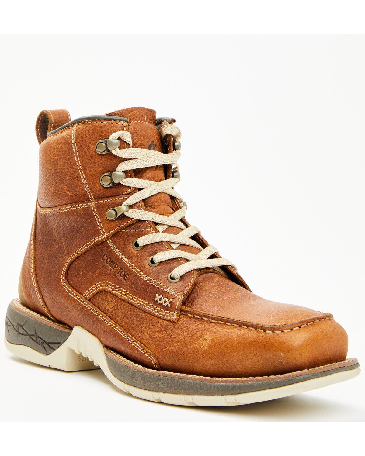 Cody James Men's 6.5" Xero Lite Lace-Up Moc Work Boots - Composite Toe, Brown, hi-res