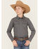 Image #1 - Cody James Boys' San Juan Geo Print Long Sleeve Snap Western Shirt, Steel Blue, hi-res