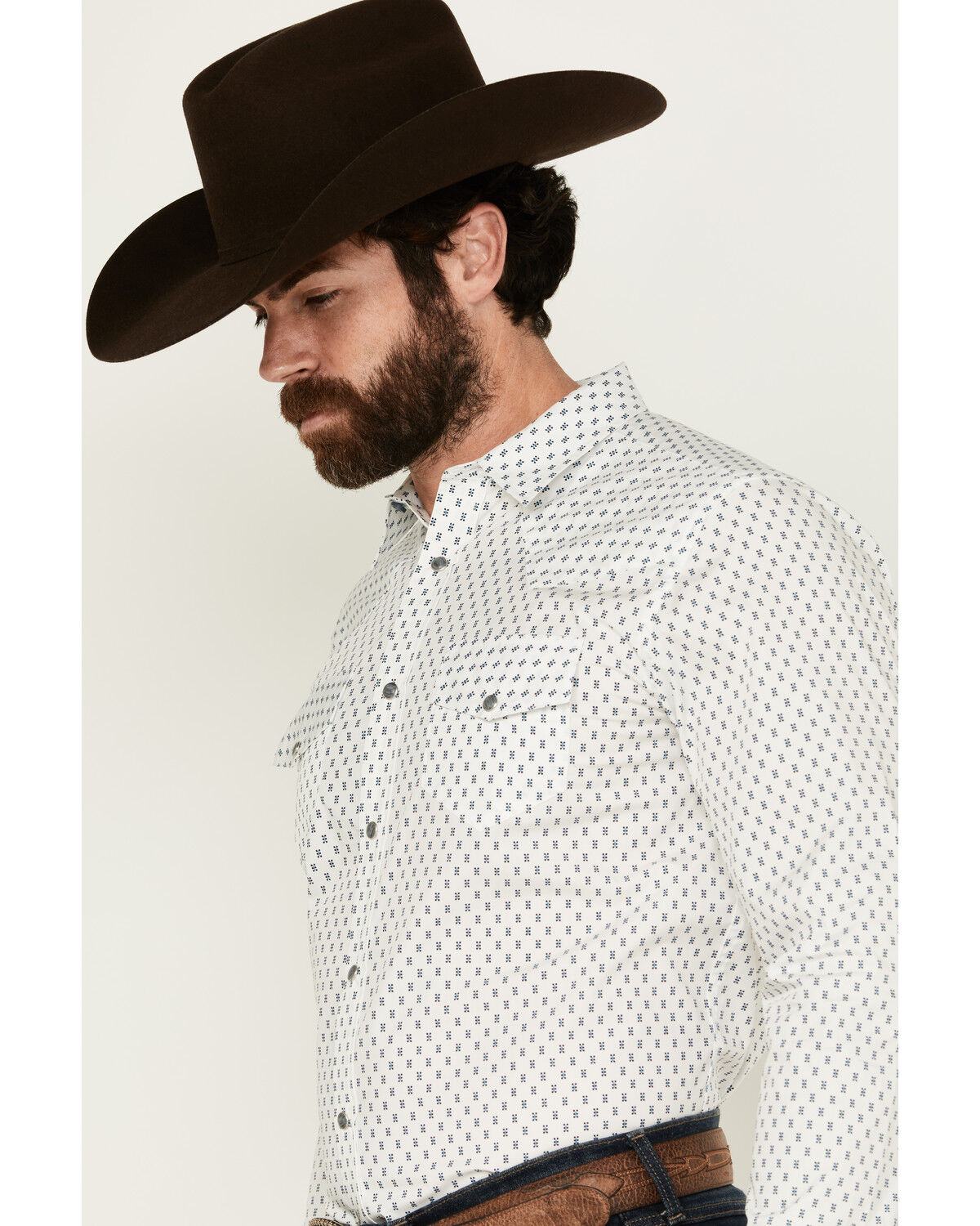 Image #2 - Gibson Men's Polka Geo Print Long Sleeve Snap Western Shirt, White, hi-res