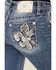 Image #2 - Miss Me Women's Medium Wash Slim Fit Fleur de Lis Pocket Bootcut Stretch Denim Jeans, Medium Wash, hi-res