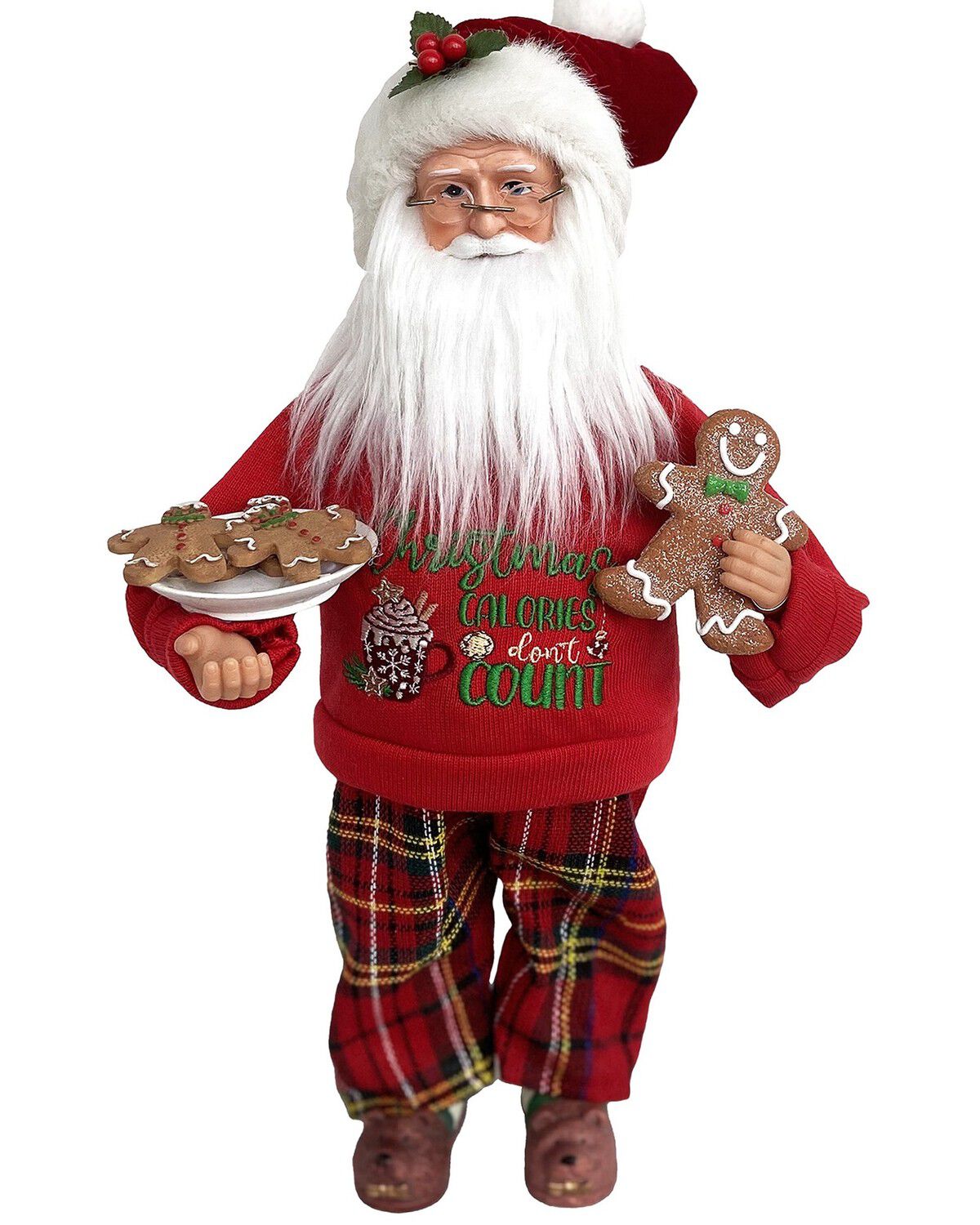 Image #1 - Santa's Workshop 15" Christmas Calories Don't Count Santa Figurine, Red, hi-res