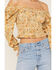 Image #3 - Jolt Women's Floral Print Smocked Long Sleeve Crop Top, Ivory, hi-res