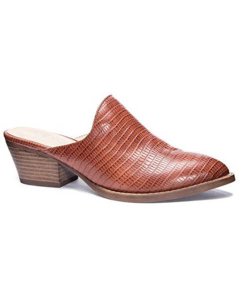 Image #1 - Chinese Laundry Women's Catherine Lizard Print Fashion Mules - Pointed Toe, Tan, hi-res