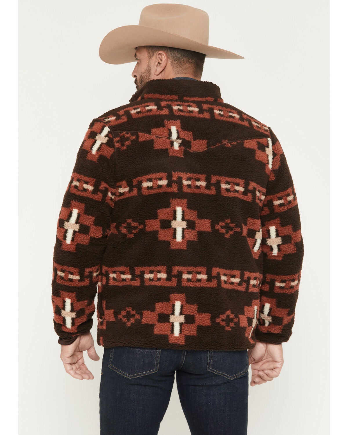 Image #4 - Cody James Men's Izard Southwestern Print Sherpa Zip Jacket, Brown, hi-res