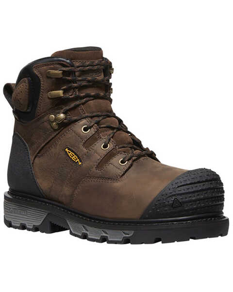 Keen Men's 6" Camden Waterproof Work Boots - Carbon Fiber Toe , Brown, hi-res