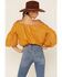 Image #3 - Flying Tomato Women's Mustard Textured Off The Shoulder Crop Top, Mustard, hi-res