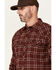 Image #2 - Carhartt Men's FR Plaid Print Long Sleeve Snap Western Work Shirt, Burgundy, hi-res
