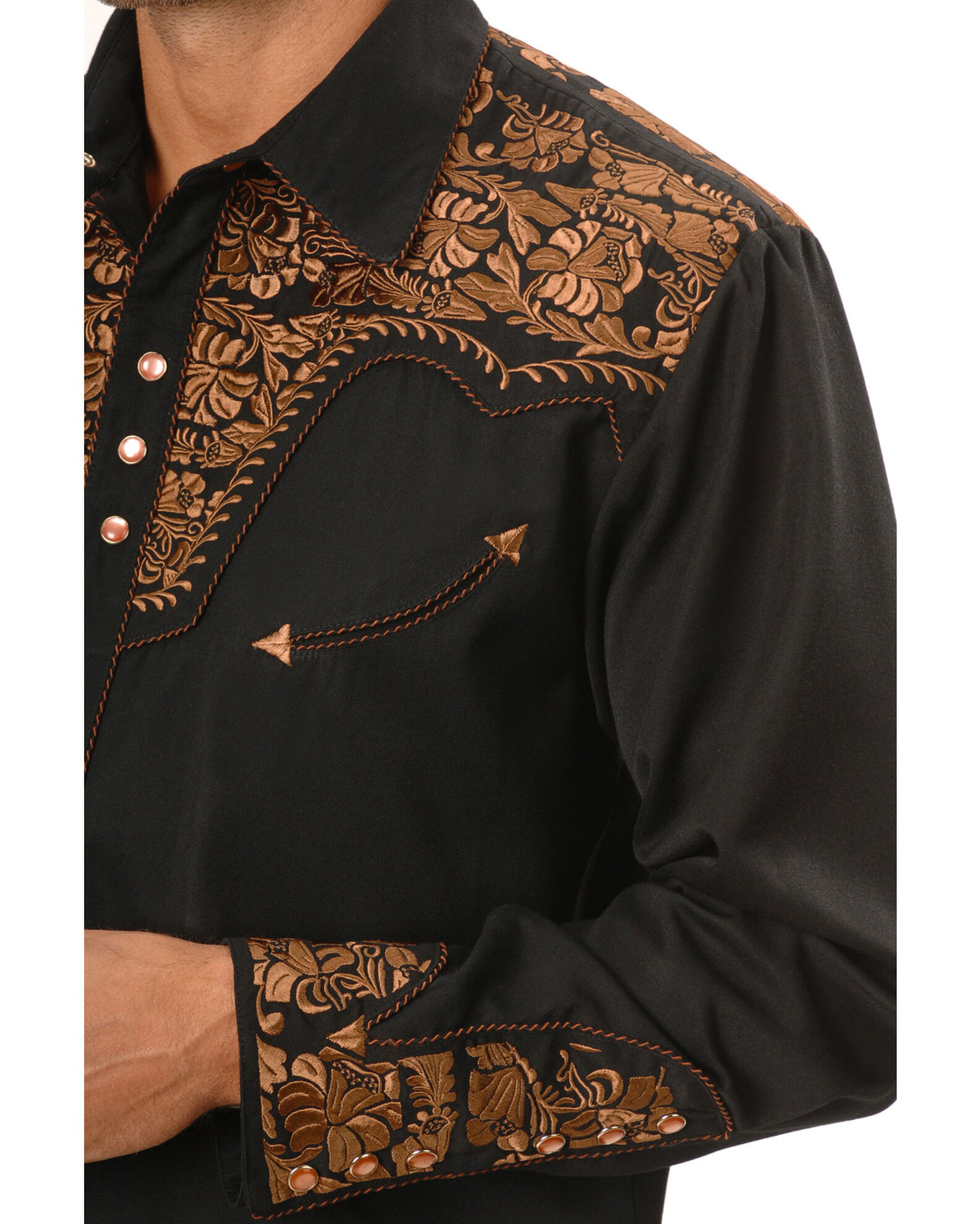 Product Name Scully Men's Embroidered Gunfighter Long Sleeve Snap Western Shirt