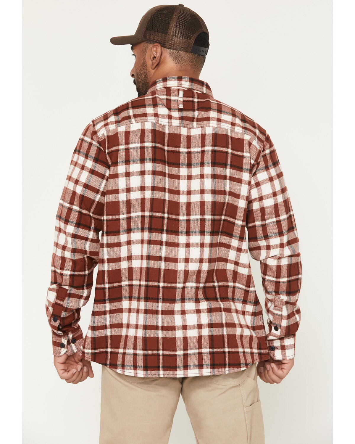 Image #4 - Hawx Men's Mac Plaid Print Long Sleeve Button-Down Flannel Shirt, Wine, hi-res
