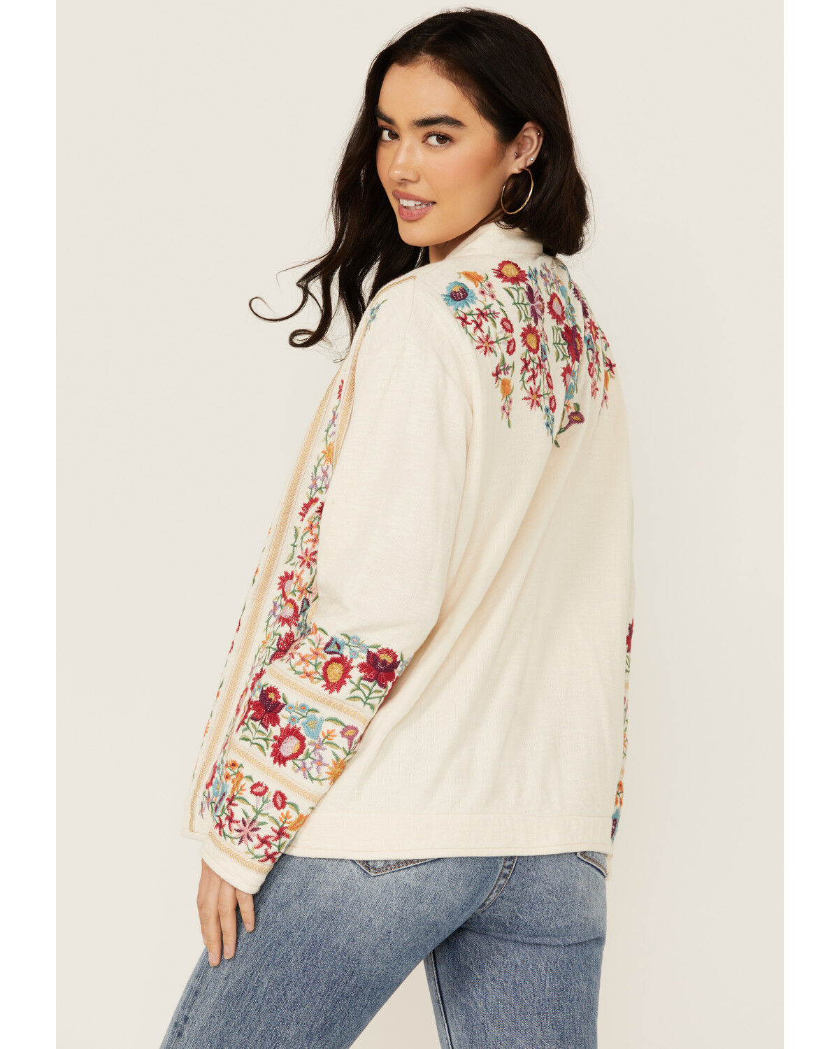 Image #4 - Johnny Was Women's Embroidered Floral Sweater, White, hi-res