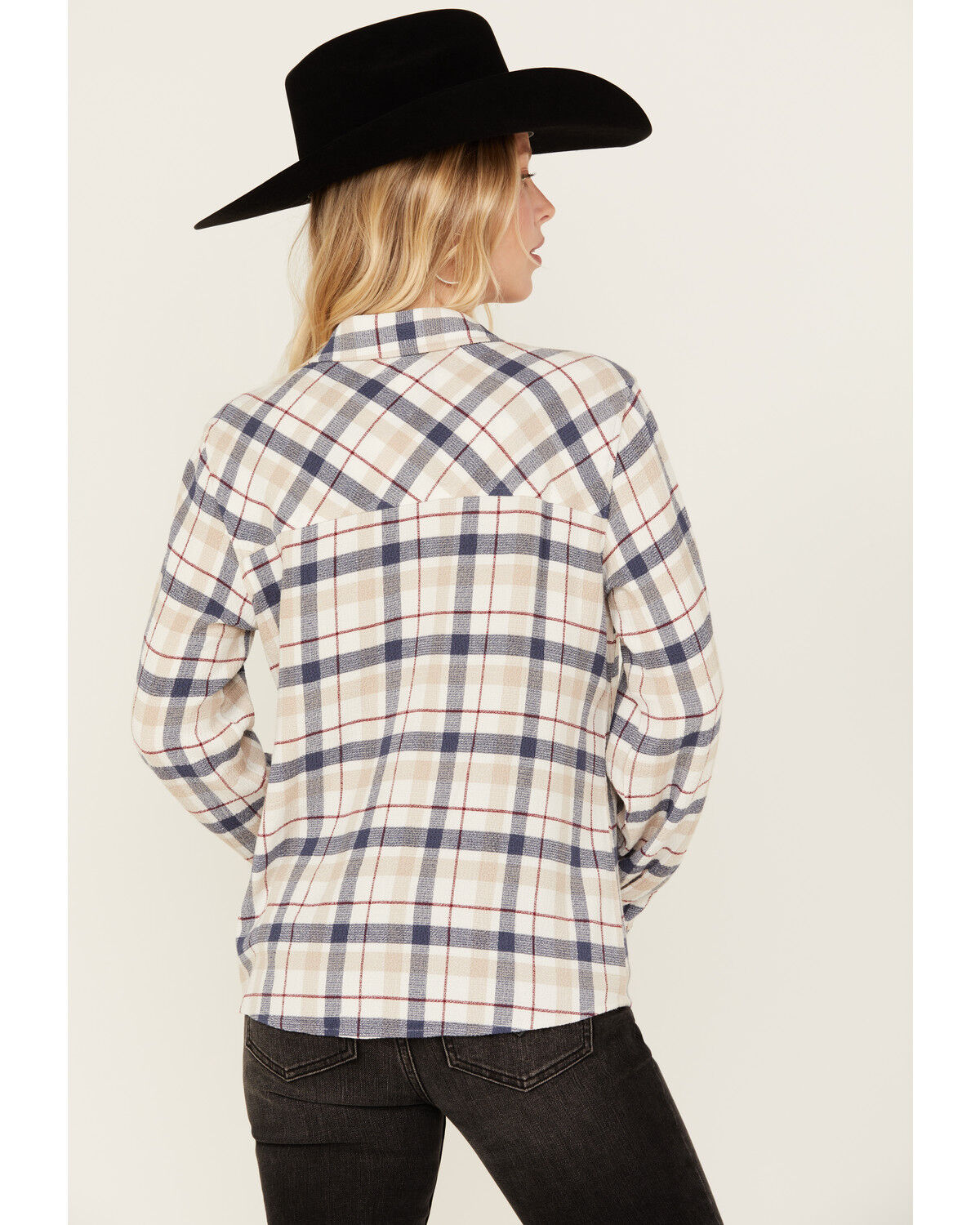 Image #4 - Idyllwind Women's Binkley Plaid Print Long Sleeve Pearl Snap Western Shirt, Ivory, hi-res