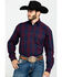 Stetson Men's Satin Ombre Plaid Long Sleeve Western Shirt , Blue, hi-res